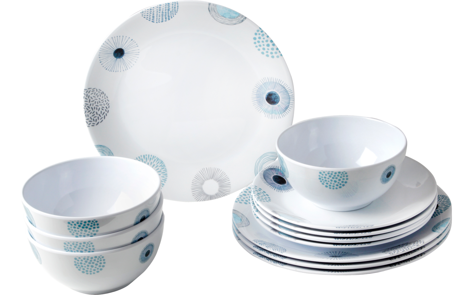 Produktbild Brunner Midday Melamin Geschirrset rutschhemmend BPA-frei unzerbrechlich 12-teilig 1