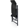 Klappbarer schwarzer Stuhl aus Holz, von der Seite fotografiert