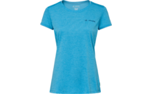 Camiseta azul claro de manga corta con cuello redondo y pequeño logo 'VAUDE' en el pecho izquierdo, sobre fondo blanco