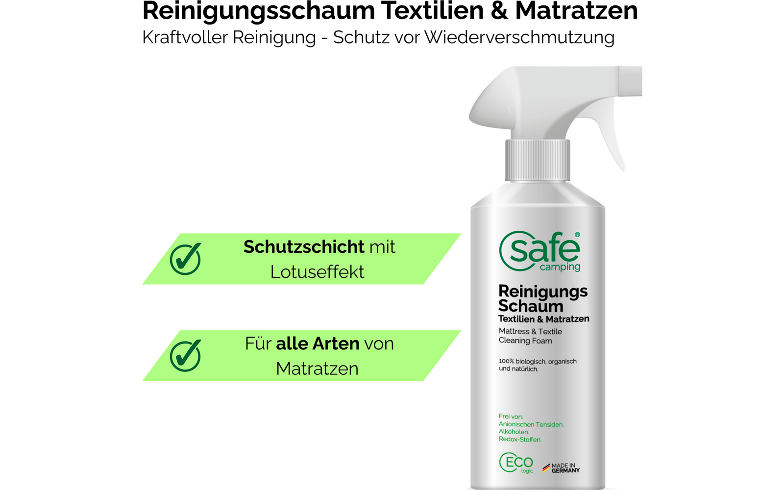Produktbild Safe Camping Reinigungsschaum Textilien und Matratzen 1