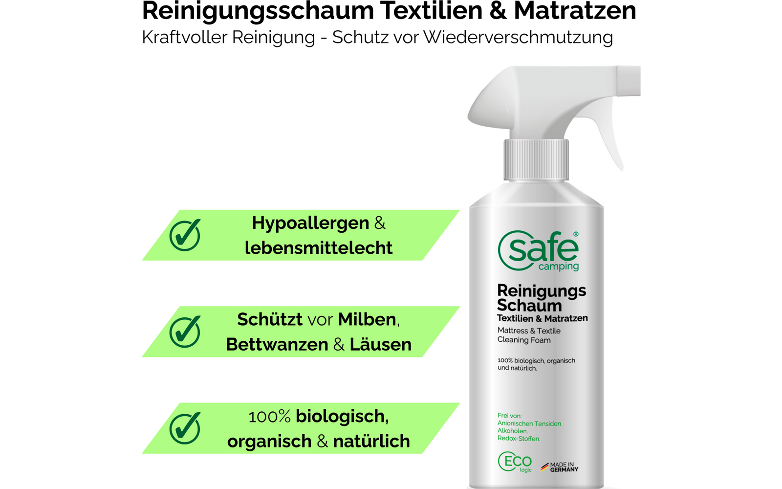 Produktbild Safe Camping Reinigungsschaum Textilien und Matratzen 1