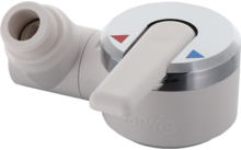 648198 - Barwig Einhebel-Brausemischarmatur Automatik mit 1/2 Zoll Duschabgang und 45° Tülle 10 mm Weiß / Chrom