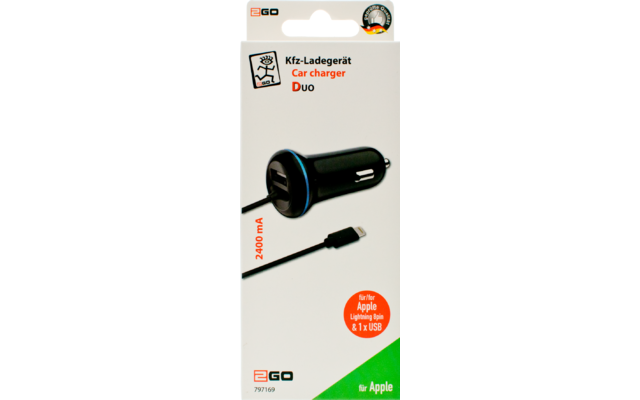 2GO Chargeur allume-cigare 12/24 V Apple 8pin