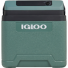 Grüne, rechteckige Kühlbox mit weißem «IGLOO»-Schriftzug und schwarzem Deckel mit rundem Verschluss