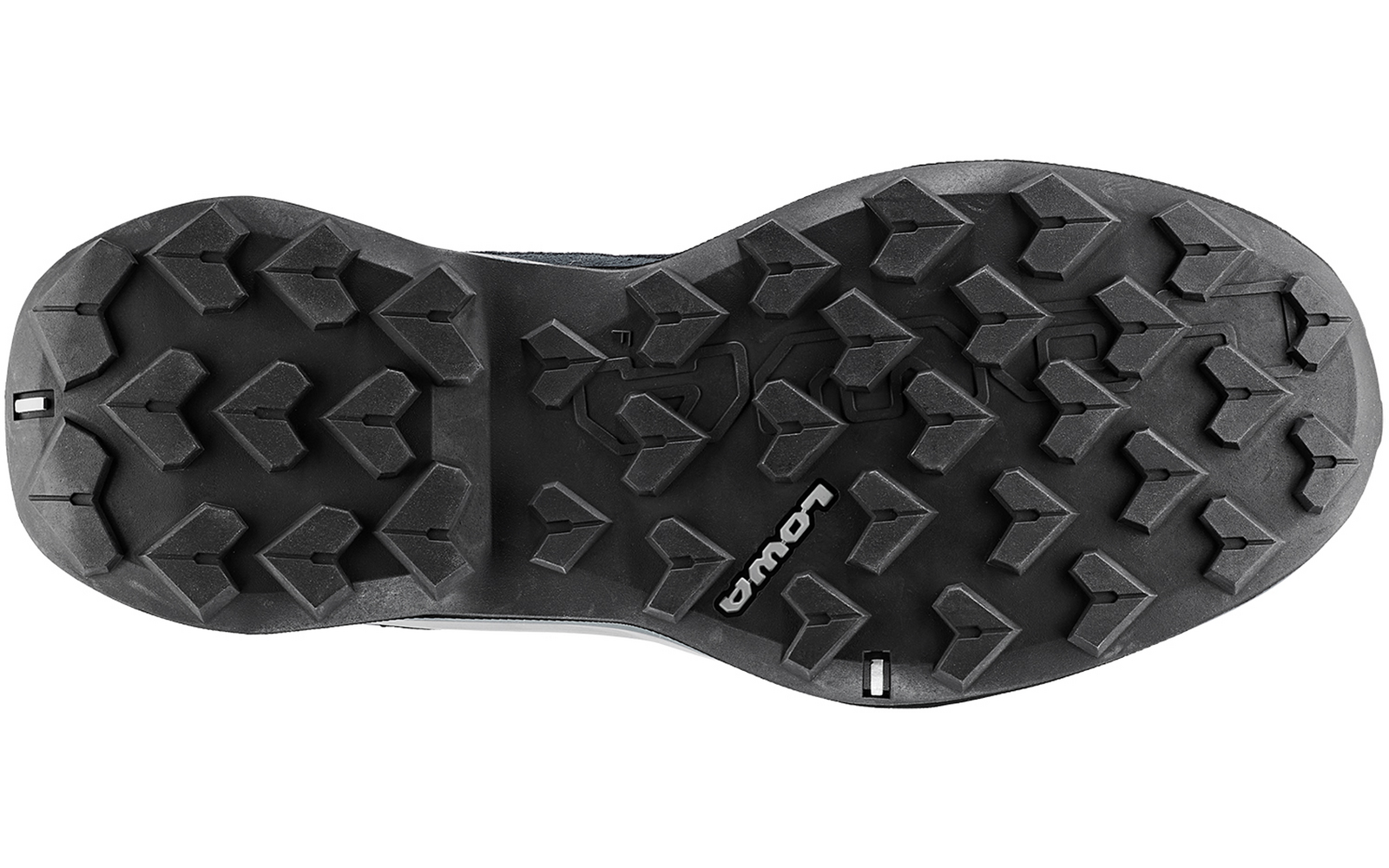 Ansicht der Sohle eines schwarzen Sportschuhs