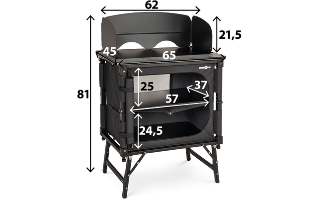 Product afbeelding Brunner El&ugrave;top Compack Cube Campingk&uuml;che schwarz 65 x 45 x 58 / 81 cm 1