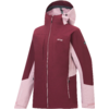 Bordeauxrote Jacke mit hellrosa Einsätzen, Kapuze, durchgehendem Reißverschluss, zwei Reißverschlusstaschen und weißem Logo auf der linken Brust