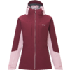 Jacke mit Kapuze, Frontansicht, mittiger Reißverschluss geschlossen, zweifarbig dunkelrot und hellrosa, zwei seitliche Reißverschlusstaschen