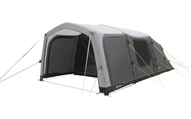 Graues aufblasbares Campingzelt mit geöffneten Seitenwänden