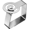 Objet métallique couleur argent avec un cadre rectangulaire et un dessus en spirale métallique, surface brossée
