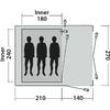 Rechteckige Draufsicht: inneres helles Rechteck mit drei schwarzen Personen-Silhouetten nebeneinander; rechts angrenzendes helles Rechteck mit gepunkteter Umrandung, diagonaler gestrichelter Linie und Hering-Symbolen; Beschriftungen 'Inner 180', 'Inn