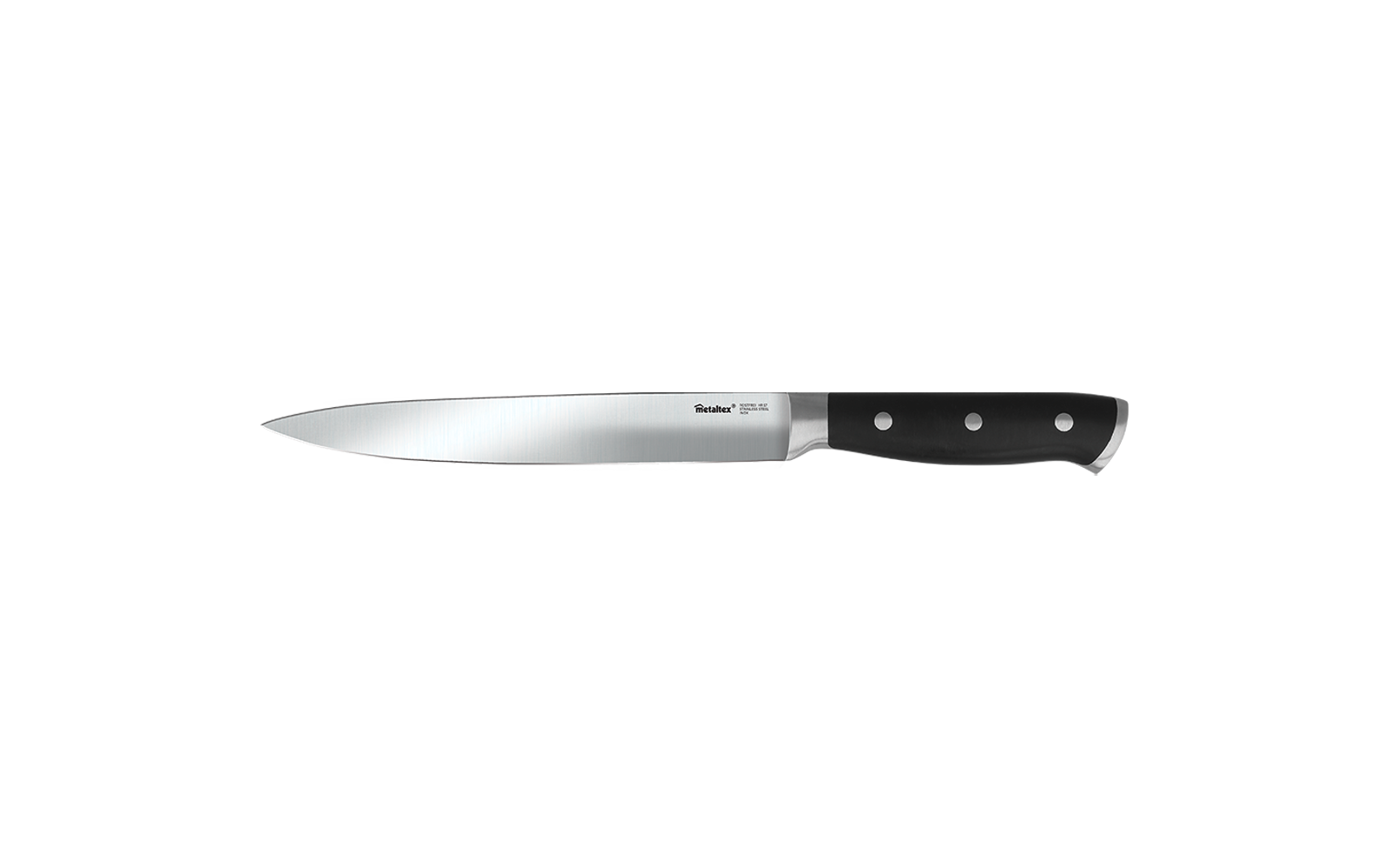 Couteau de cuisine avec manche noir sur fond blanc