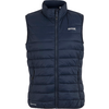 Donkerblauwe doorgestikte mouwloze bodywarmer met rits en opstaande kraag
