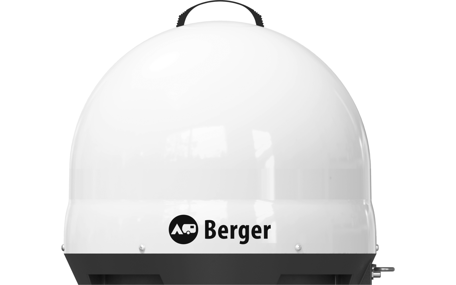 Weiße kugelförmige Antenne mit dem Logo 'Air Berger'