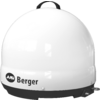 Weiße Schutzhelmhaube mit Berger-Logo auf schwarzer Unterlage
