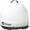 Weiße Schutzhelmhaube mit Berger-Logo auf schwarzer Unterlage