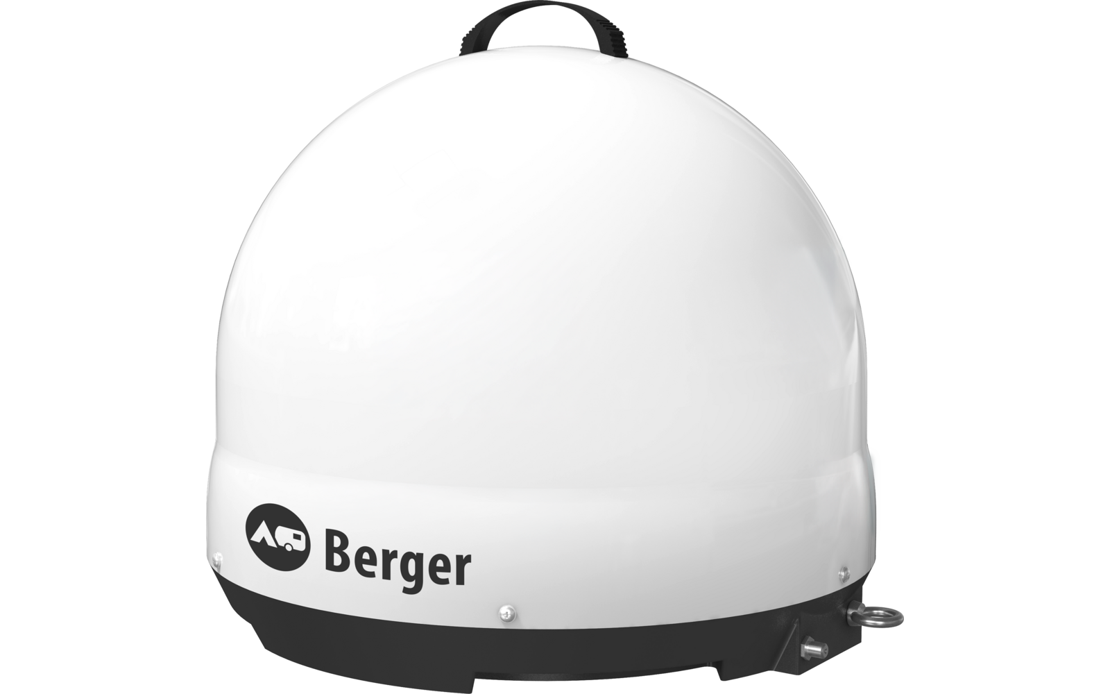 Weiße Schutzhelmhaube mit Berger-Logo auf schwarzer Unterlage