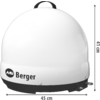 Weiße Helmkamera mit Berger-Logo auf weißem Hintergrund