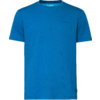 Blauw T-shirt met korte mouwen, ronde hals en een klein logo op de borst