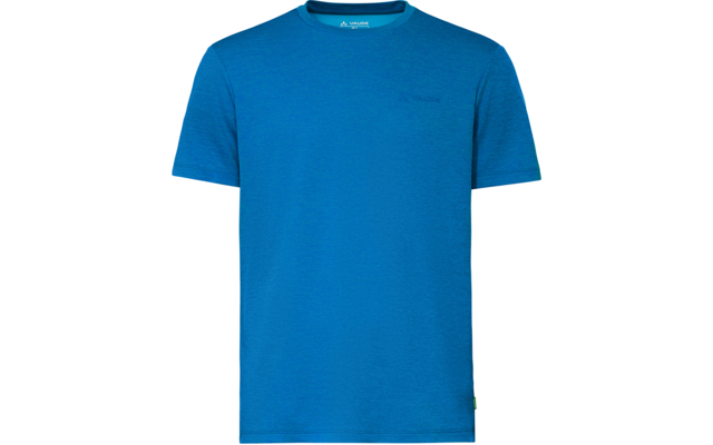 Blauw T-shirt met korte mouwen, ronde hals en een klein logo op de borst