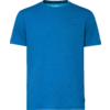 Blauw T-shirt met korte mouwen, ronde hals en een klein logo op de borst