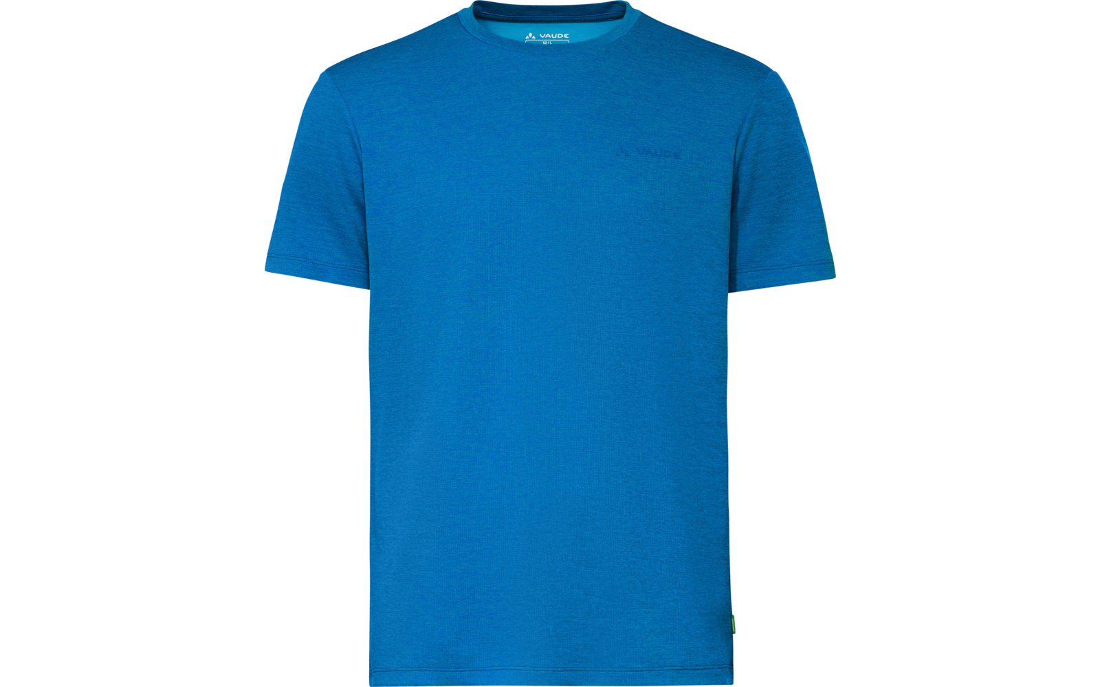 Blauw T-shirt met korte mouwen, ronde hals en een klein logo op de borst