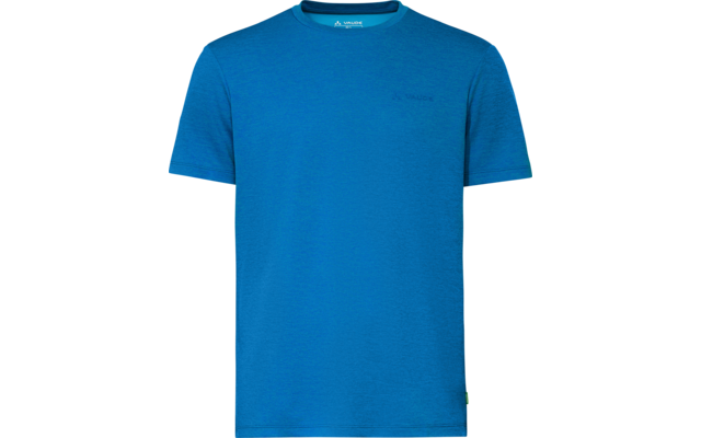 Blauw T-shirt met korte mouwen, ronde hals en een klein logo op de borst
