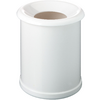 Weißer, glatter, zylindrischer Behälter mit breitem, abgerundetem Rand und offenem oberen Ende