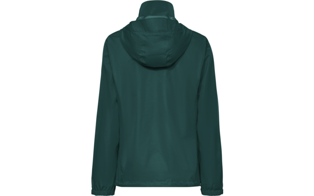 Dunkelgrüne Kapuzenjacke, Rückansicht, sichtbare Nähte und elastische Bündchen