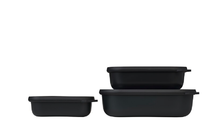 Mepal Cirqula multi bowl set rectangular flat 3 pieces 500 / 1000 / 2000 ml nordic black