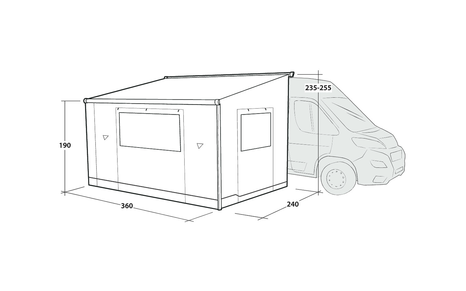 Product image Outwell Sideroads awning room extension tent for vehicles 240-260 cm 1