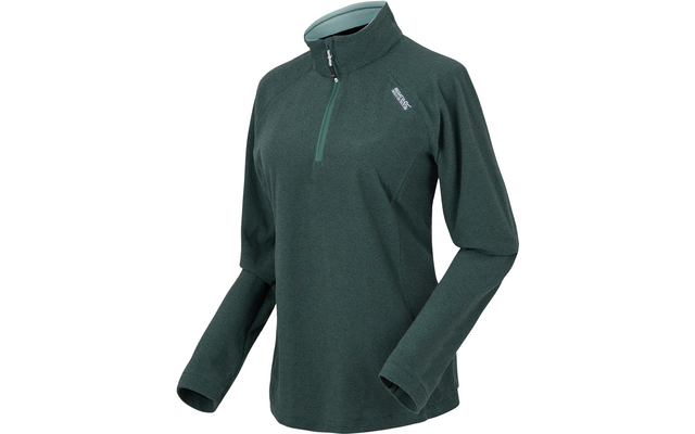 Grünes Langarmshirt mit halbem Reißverschluss und Stehkragen