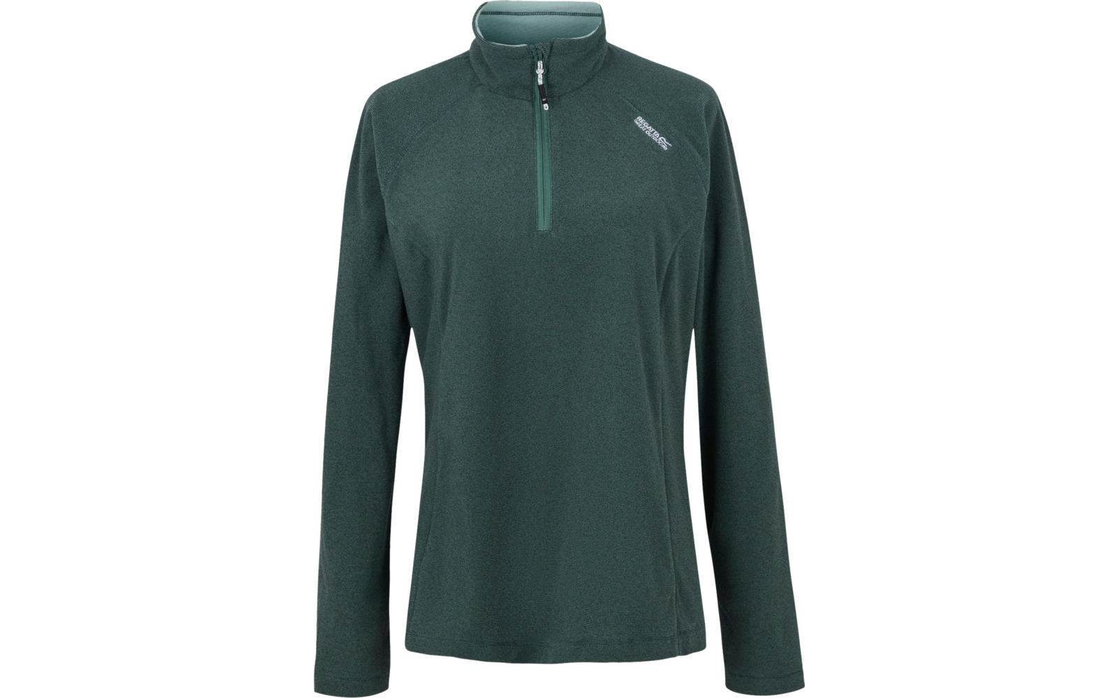 Dunkelgrüner Langarmshirt mit Reißverschluss am Kragen