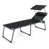 Schwarze Liege mit verstellbarer Rückenlehne und Sonnenschutzdach
