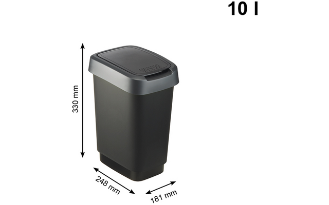 Image du produit Poubelle avec couvercle basculant et rabattable Twist Rotho 1