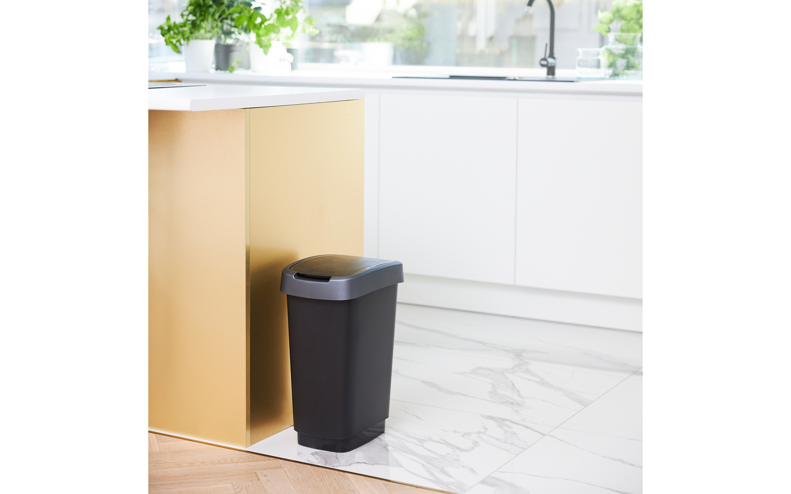 Image du produit Poubelle avec couvercle basculant et rabattable Twist Rotho 1