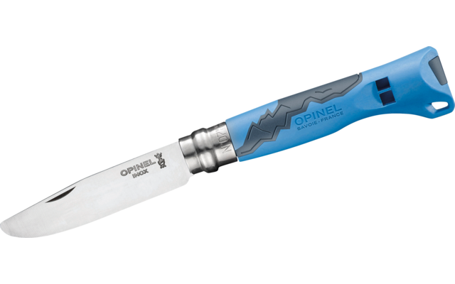 Opinel N°07 Outdoor Junior Taschenmesser mit integrierter Pfeife Klingenlänge 8 cm blau
