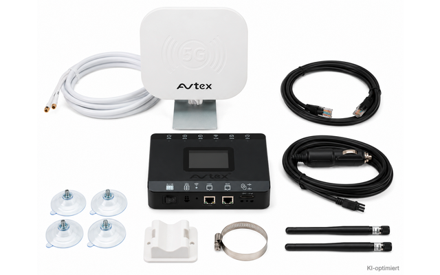 Produktbild Avtex AMR104P 4G-CAT-6-Router-Set mit tragbarer MiMo-Antenne f&uuml;r Wohnmobil und Caravan 1
