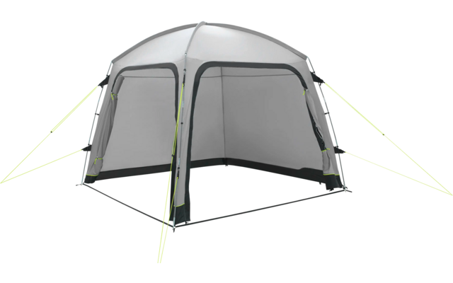 Tente grise avec quatre haubans sur fond blanc