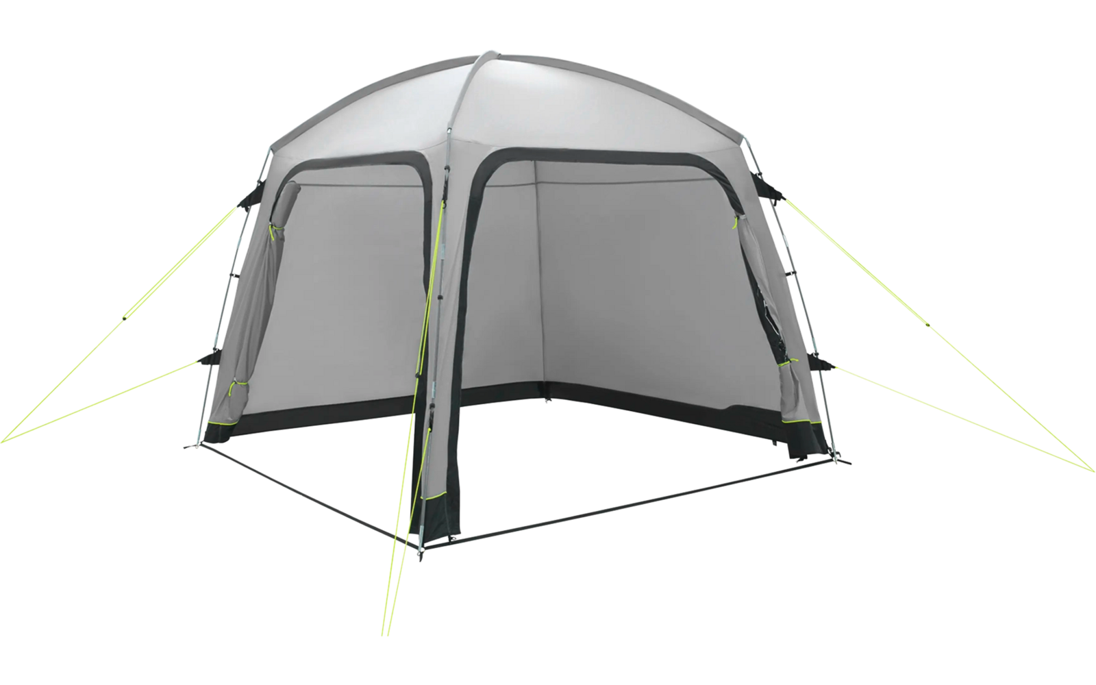 Tente grise avec quatre haubans sur fond blanc