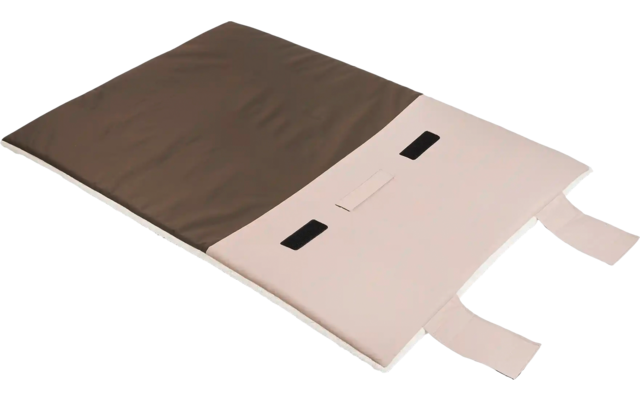 Beige Stofftasche mit braunem Boden und kurzen Tragegriffen