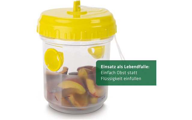 Gelber Einfüllstutzen auf weißem Behälter mit beschriftetem grünen Hinweisfenster