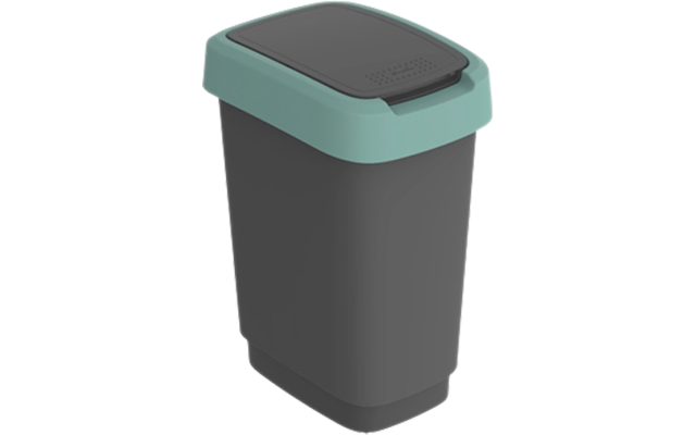 Rotho Twist waste garbage can with swing and hinged lid 10 liters mistletoe green