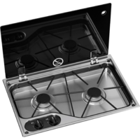 Dometic CVH1525G Fornello a gas da incasso a 2 fuochi con copertura in vetro 30 mbar