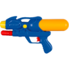 Bunte Wasserpistole mit blauem Griff und orangem Tank