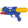 Kleurrijke waterpistool met blauwe handgreep en oranje tank