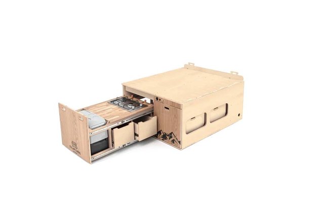 Escape Vans Tour Box XL Folding Table/Bed/Drawer Box Ford Tourneo Custom/Transit Custom Ash
