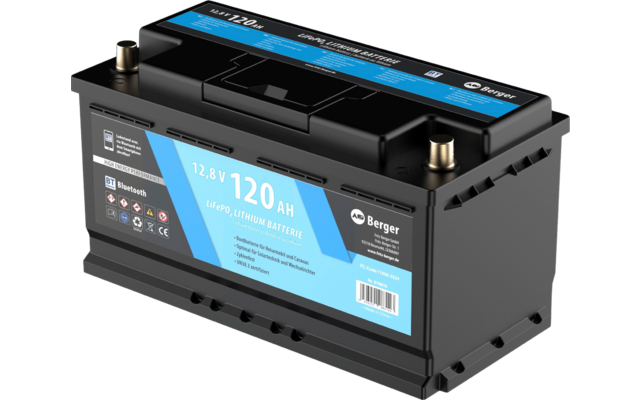 Batteria al litio Berger LiFePO4 120 Ah 12 V con Bluetooth