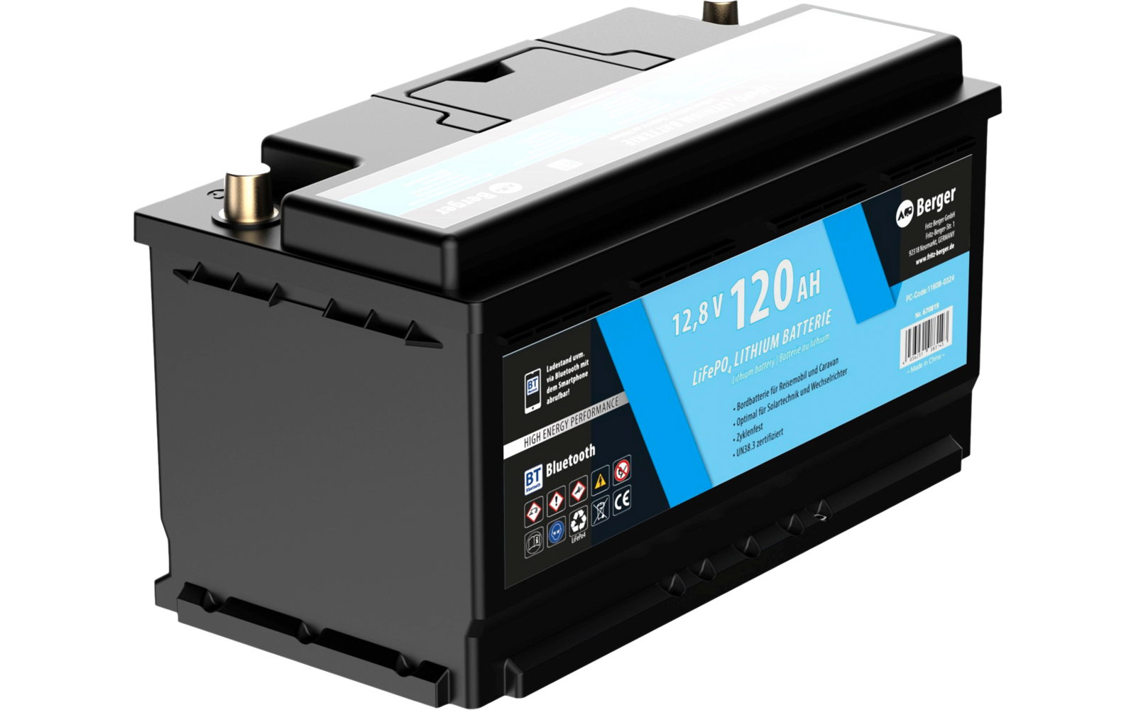 Zwart inktcartridge met blauw etiket en opschrift