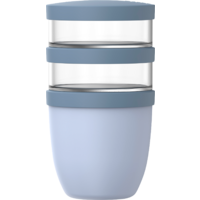 Mepal Ellipse Lunchpot 3 pi&egrave;ces avec trois compartiments s&eacute;par&eacute;s et anti-fuite 500 ml et 2x 200 ml nordic blue
